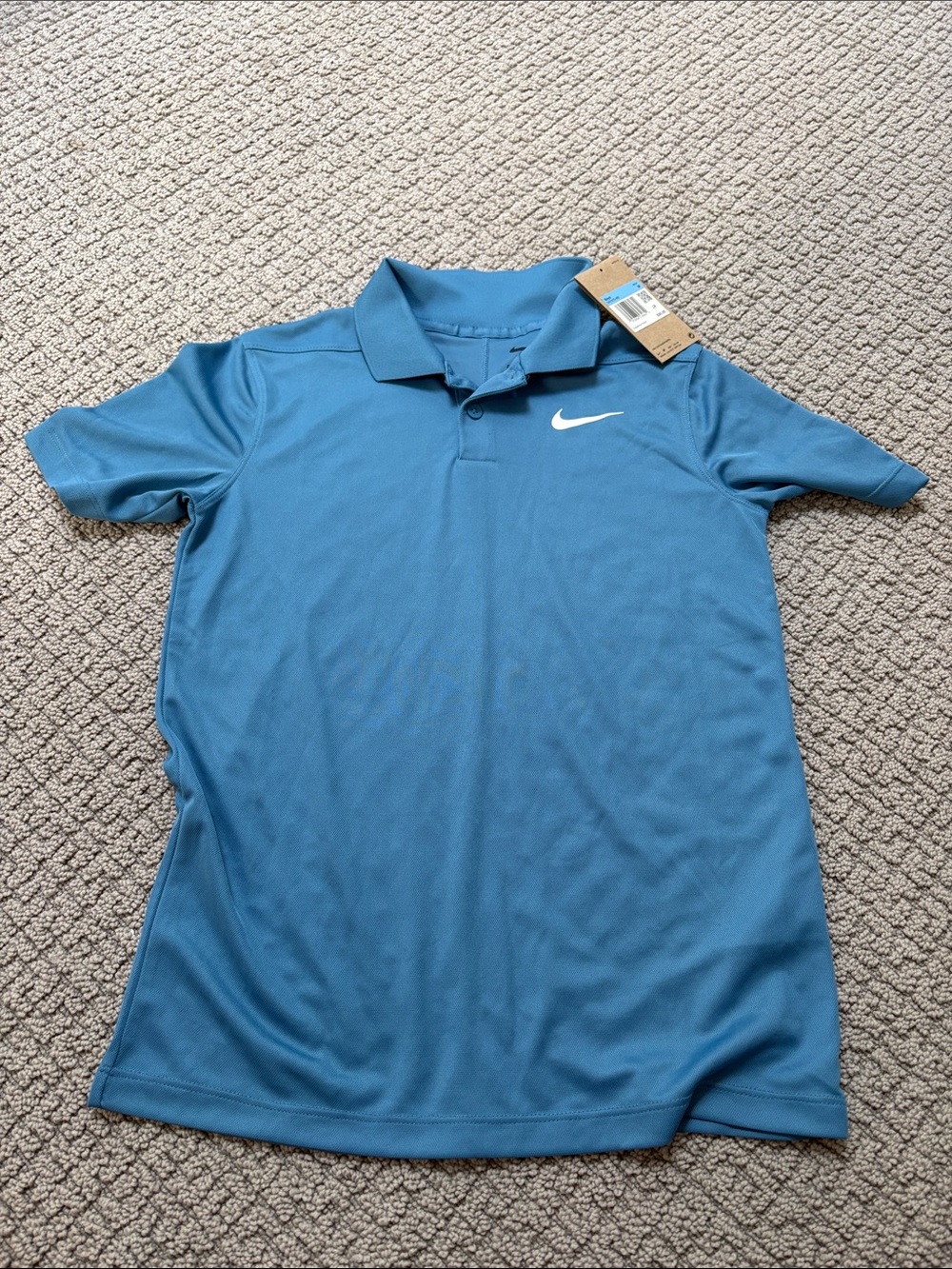 Nike Teal-Blue Short Sleeve Polo with White Swoosh